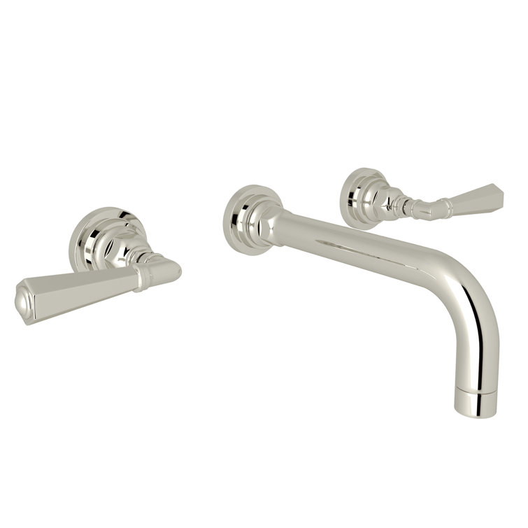 Polished Nickel Wall Mounted Widespread Faucet