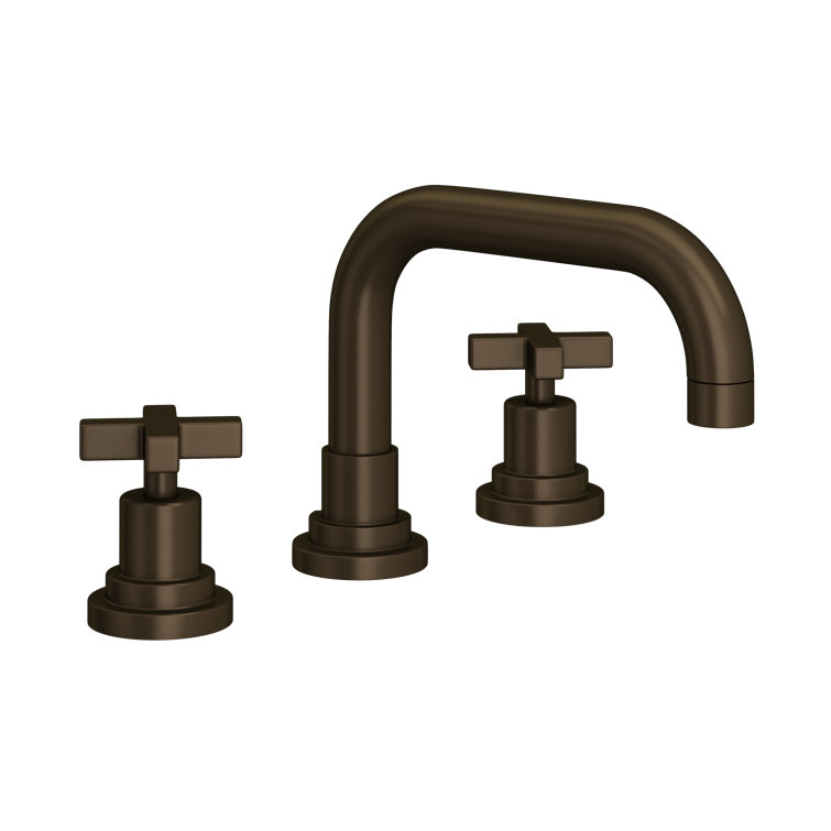 Tuscan Brass Widespread Bathroom Faucet with Cross Handles