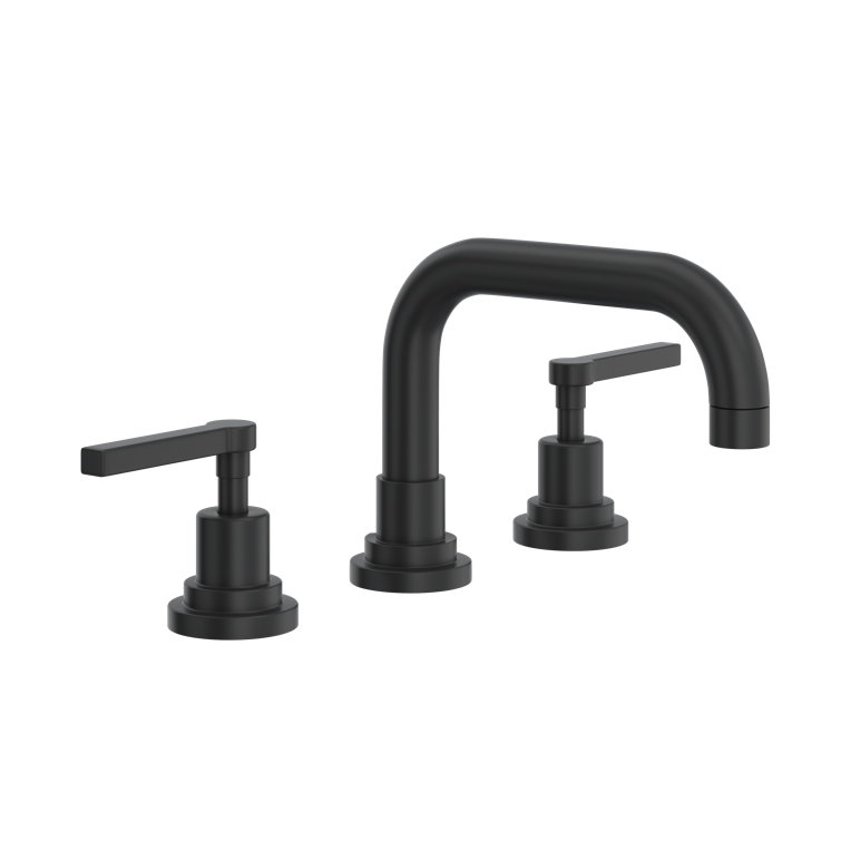 Polished Nickel Modern Widespread Bathroom Faucet with Brass Handles