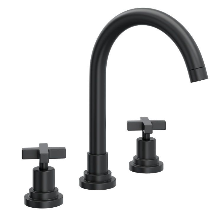 Lombardia Polished Nickel 8" Widespread Modern Bathroom Faucet