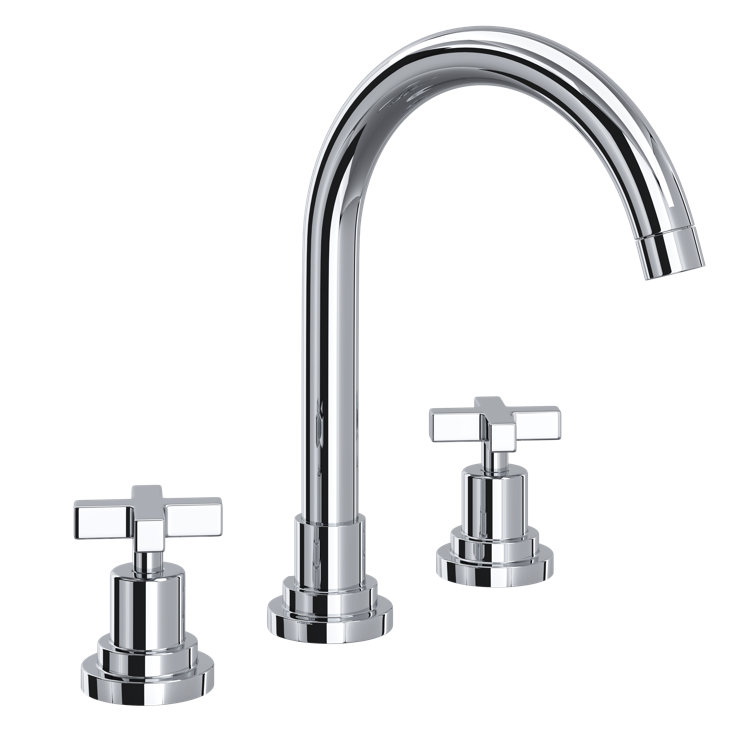 Lombardia Polished Nickel 8" Widespread Modern Bathroom Faucet