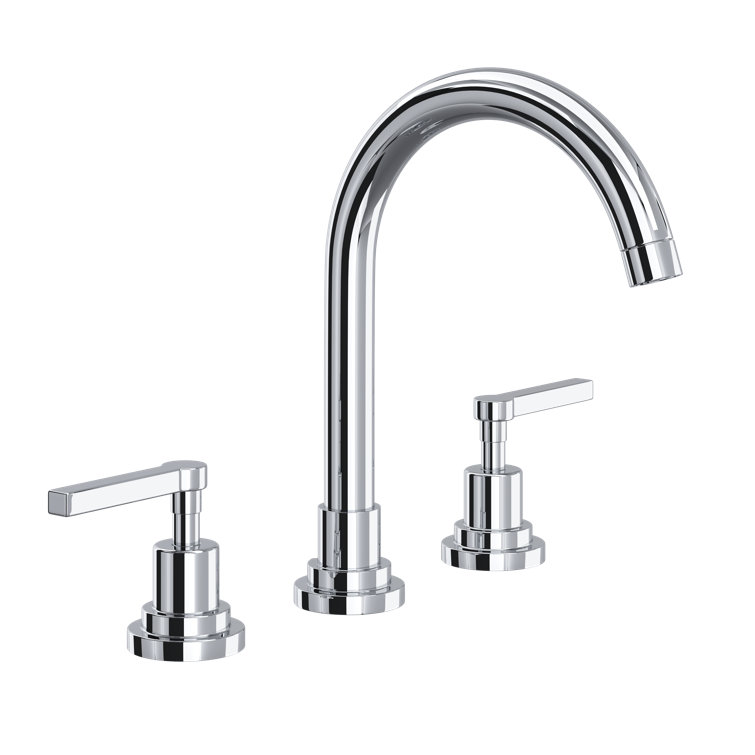 Polished Nickel Modern Widespread Bathroom Faucet with Drain Assembly