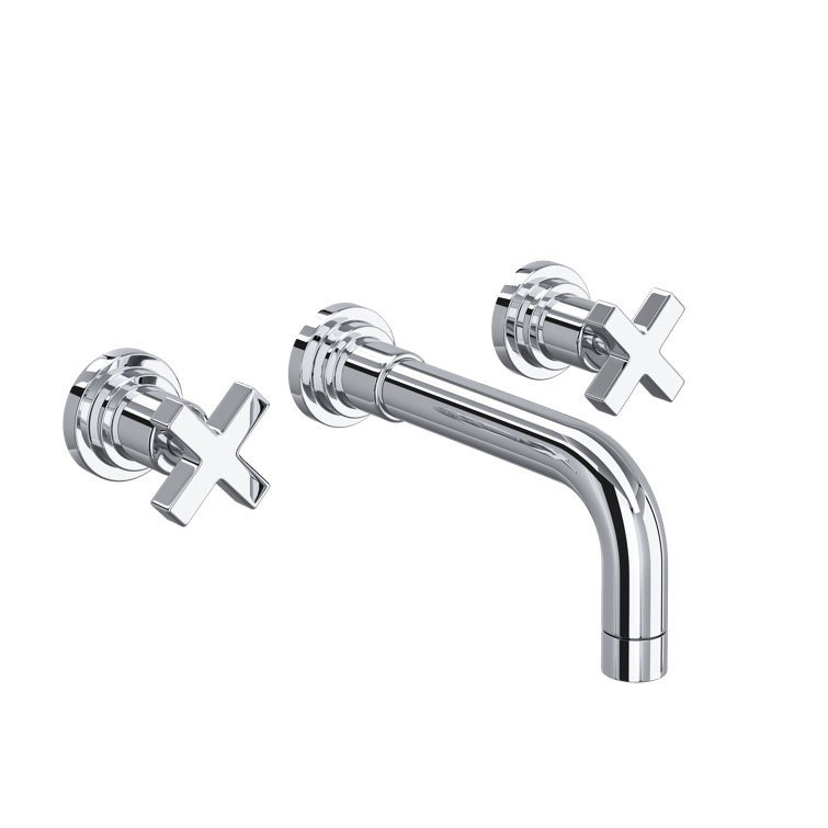 Lombardia Polished Chrome Wall-Mounted Widespread Faucet