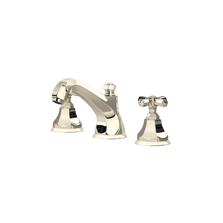 Polished Nickel Brass Widespread Lavatory Faucet with Crystal Handles