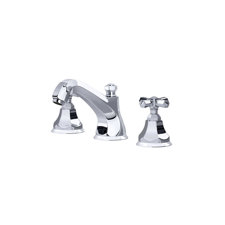 Polished Nickel Brass Widespread Lavatory Faucet with Crystal Handles
