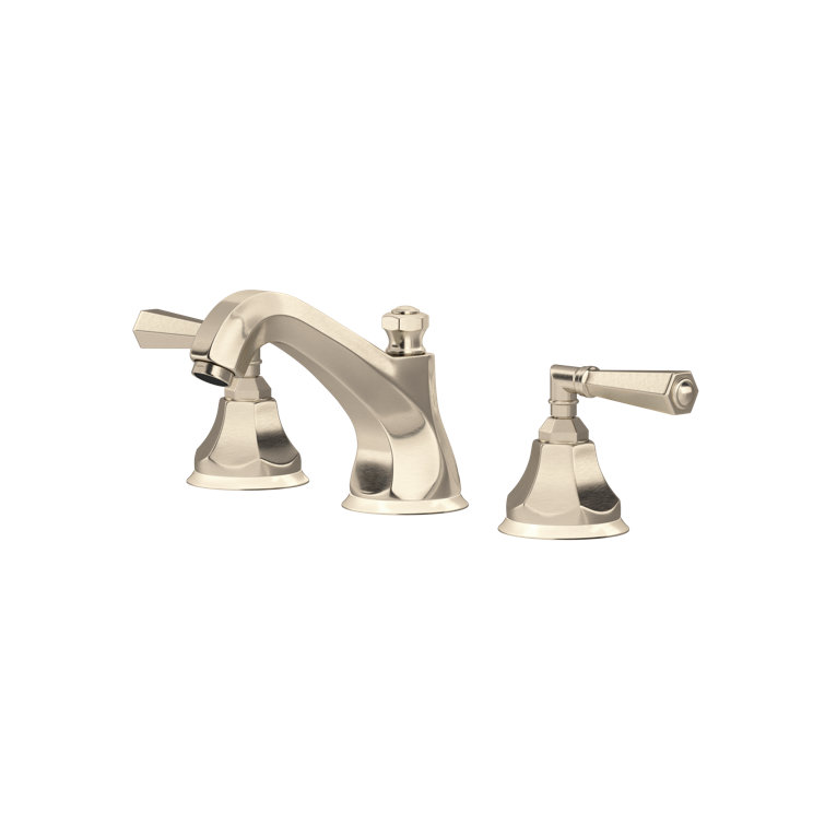 Elegant Transitional 5'' Polished Nickel Widespread Faucet with Crystal Handles