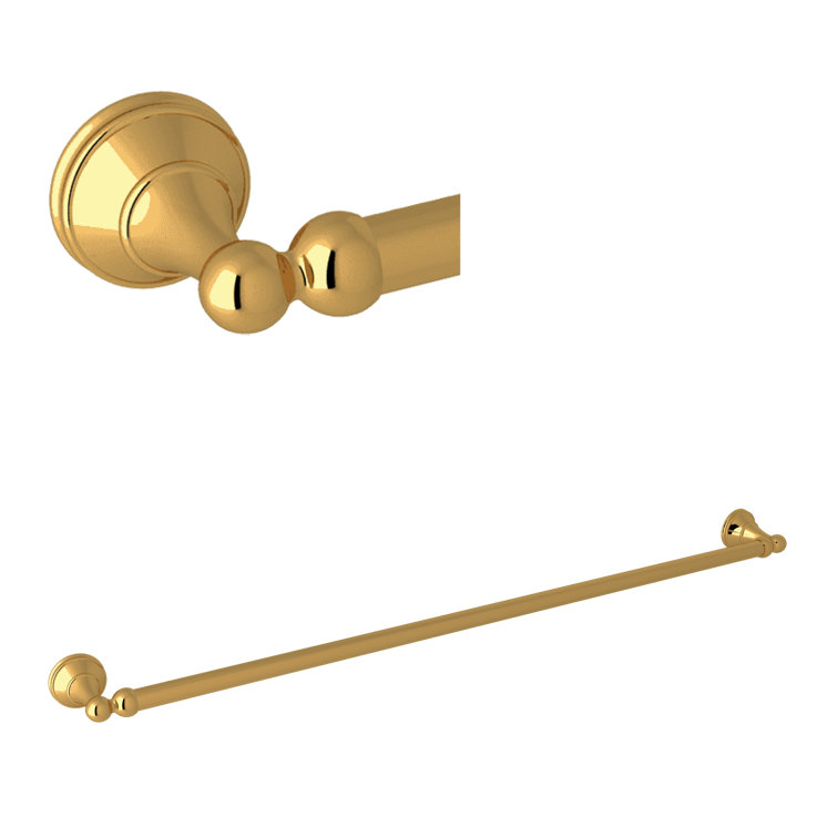 Georgian Era 32" Wall Mounted Polished Brass Towel Bar