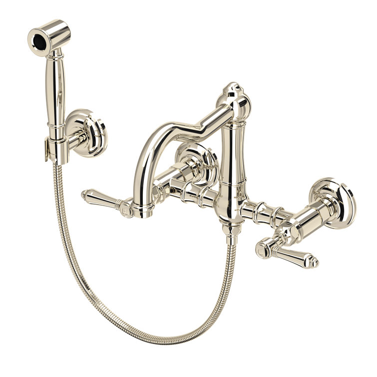 Elegant Acqui 7" Polished Nickel Wall Mounted Kitchen Faucet