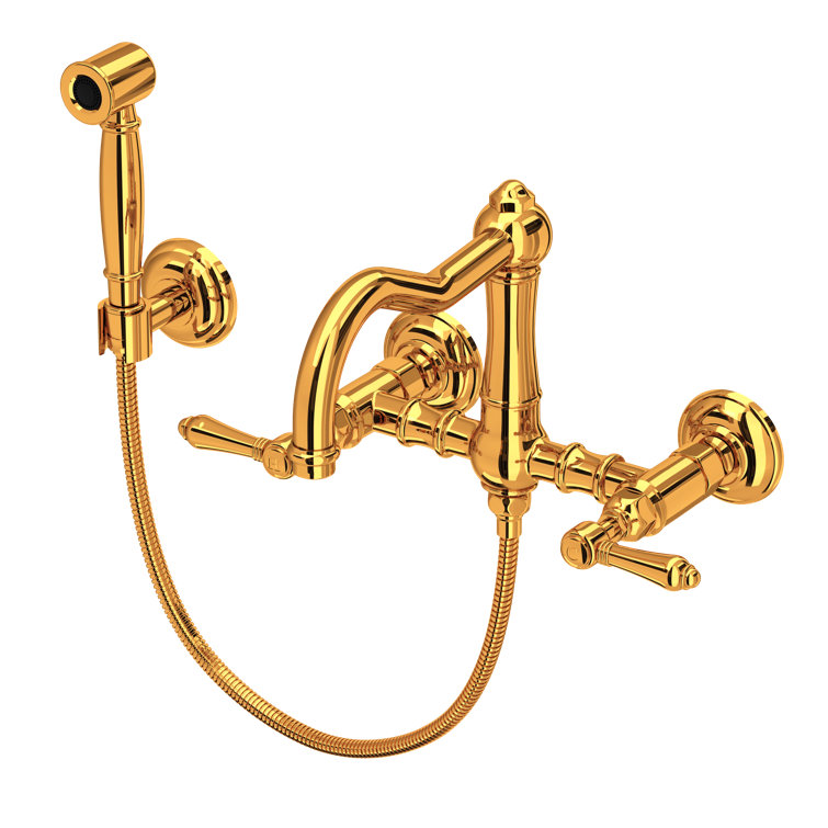 Elegant Acqui 7" Polished Nickel Wall-Mounted Kitchen Faucet
