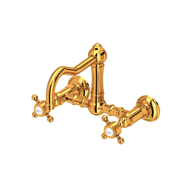 Classic Italian Brass Wall-Mounted Kitchen Faucet, Polished Nickel