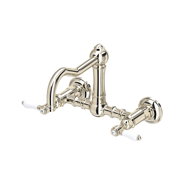 Classic Polished Nickel Wall-Mounted Kitchen Faucet 7" Height