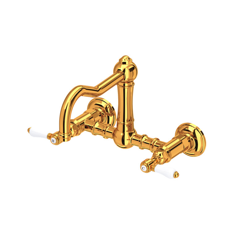 Acqui Traditional Brass Wall-Mounted Kitchen Faucet, Polished Nickel