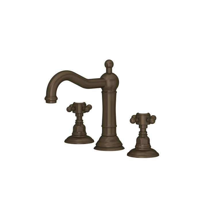 Tuscan Brass Widespread Bathroom Faucet with Porcelain Handles