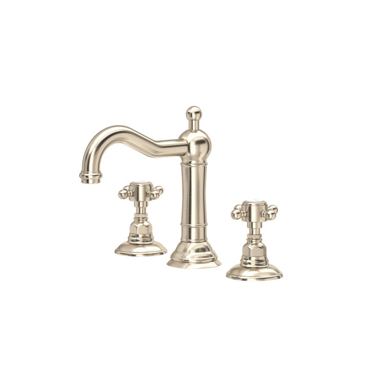 Polished Nickel Traditional Widespread Bathroom Faucet with Porcelain Handles
