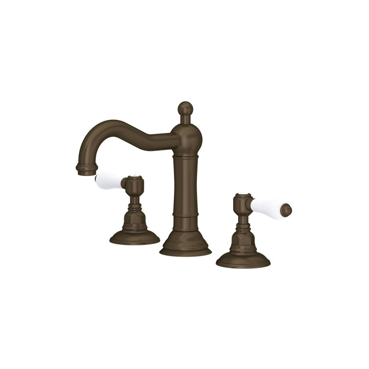 Tuscan Brass Widespread Faucet with Porcelain Handles