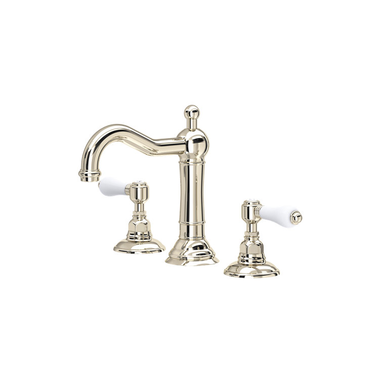Elegant Polished Nickel Widespread Faucet with Porcelain Handles