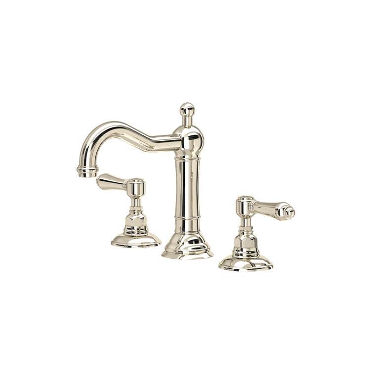 Polished Nickel Widespread Bathroom Faucet with Porcelain Handles