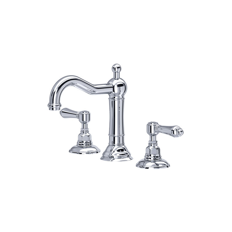 Polished Nickel Widespread Brass Bathroom Faucet with Porcelain Handles
