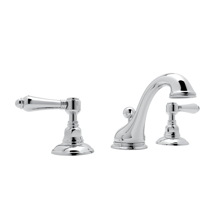 Polished Chrome Widespread Bathroom Faucet with Metal Levers