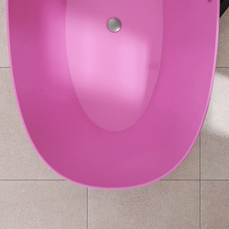 60'' Pink Acrylic Freestanding Double Slipper Bathtub