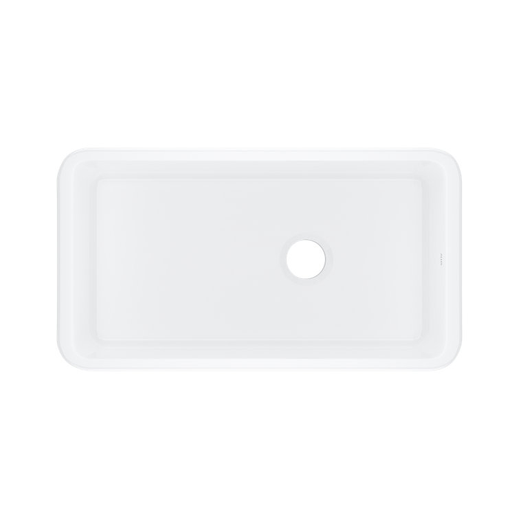 34" White Fireclay Single Bowl Drop-In Kitchen Sink