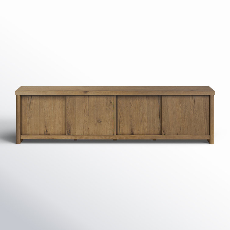 Worn Oak Solid Wood Media Console with Sliding Doors