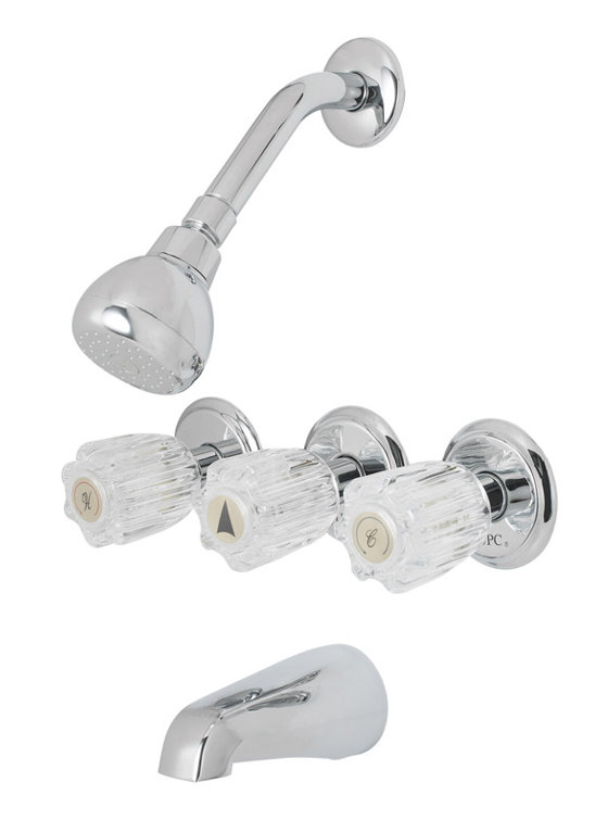 OakBrook Essentials Chrome 3-Handle Wall Mounted Tub & Shower Faucet