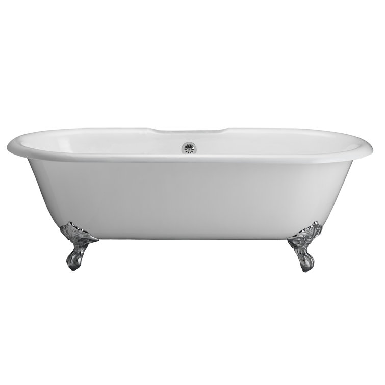 67.75'' White Cast Iron Clawfoot Freestanding Bathtub