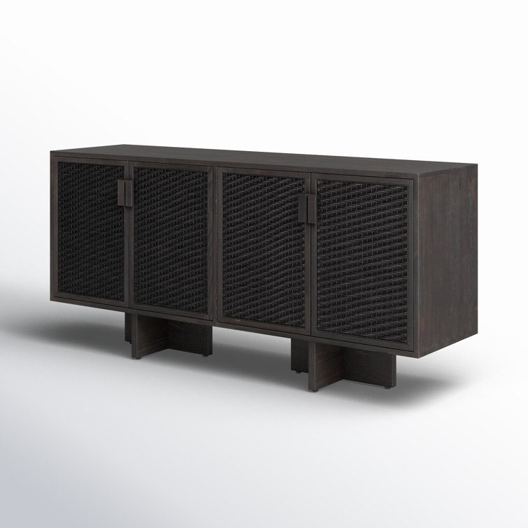 Levon 69'' Black Pine and Cane Sideboard