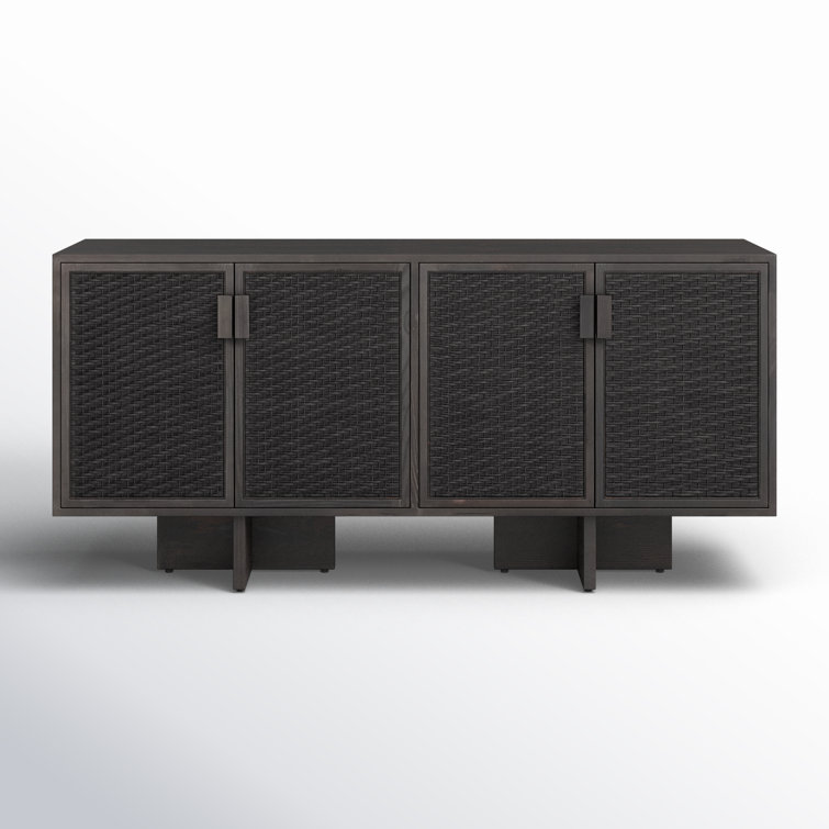 Levon 69'' Black Pine and Cane Sideboard