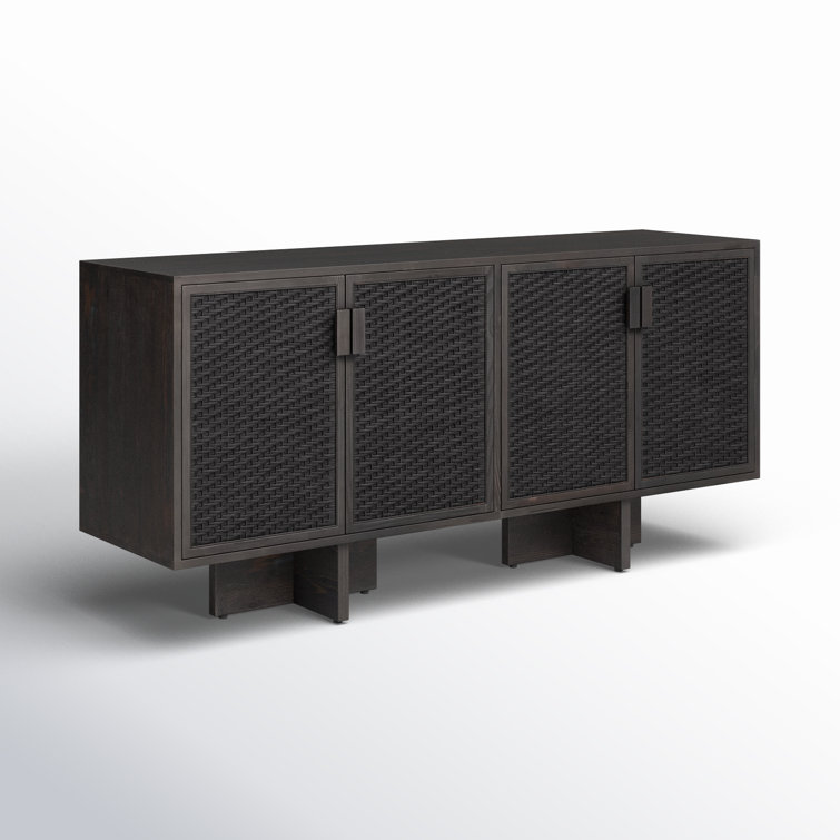 Levon 69'' Black Pine and Cane Sideboard