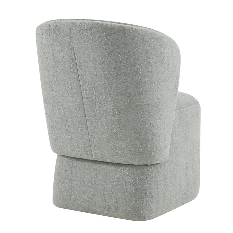 Mellow Gray Chenille Upholstered Swivel Dining Chair with Casters