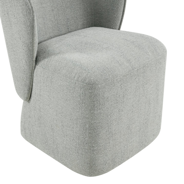 Mellow Gray Chenille Upholstered Swivel Dining Chair with Casters