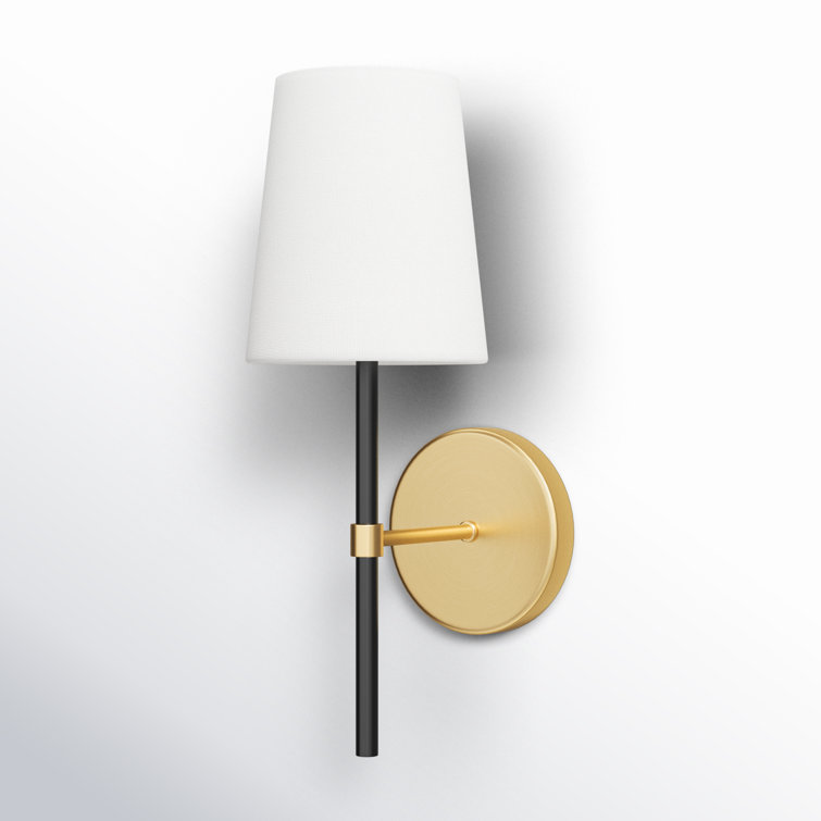 Burnished Brass and White Steel Dimmable Sconce