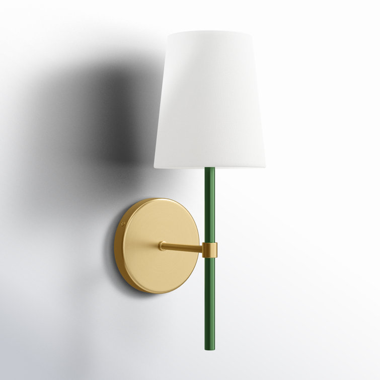 Burnished Brass and Green Single Light Dimmable Sconce