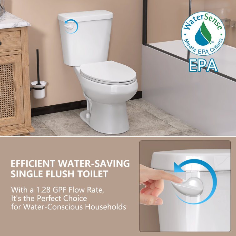 White Round Dual Flush ADA Chair Height Toilet with Soft Close Seat