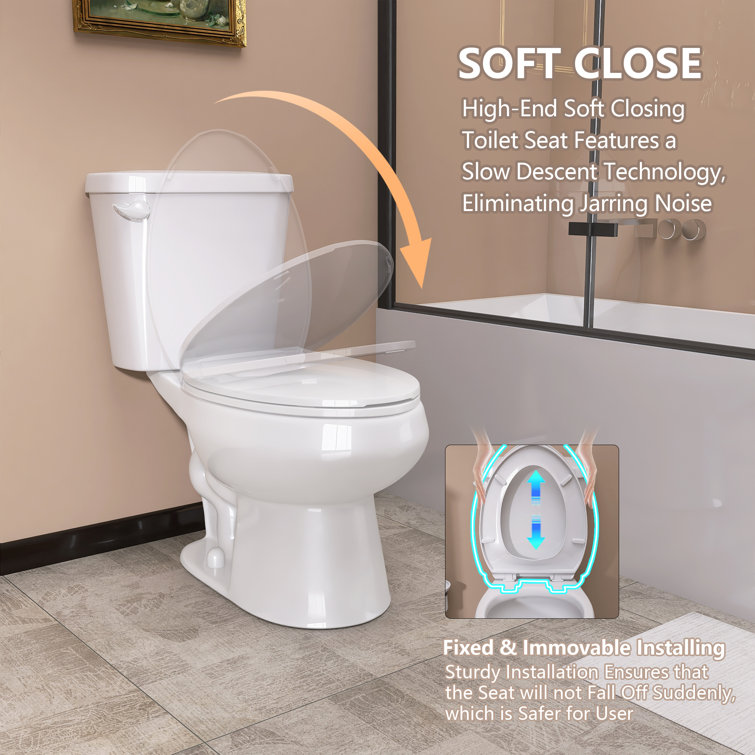 White Round Dual Flush ADA Chair Height Toilet with Soft Close Seat