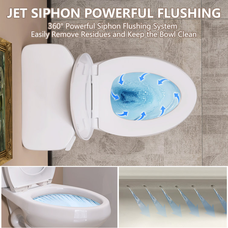 White Round Dual Flush ADA Chair Height Toilet with Soft Close Seat