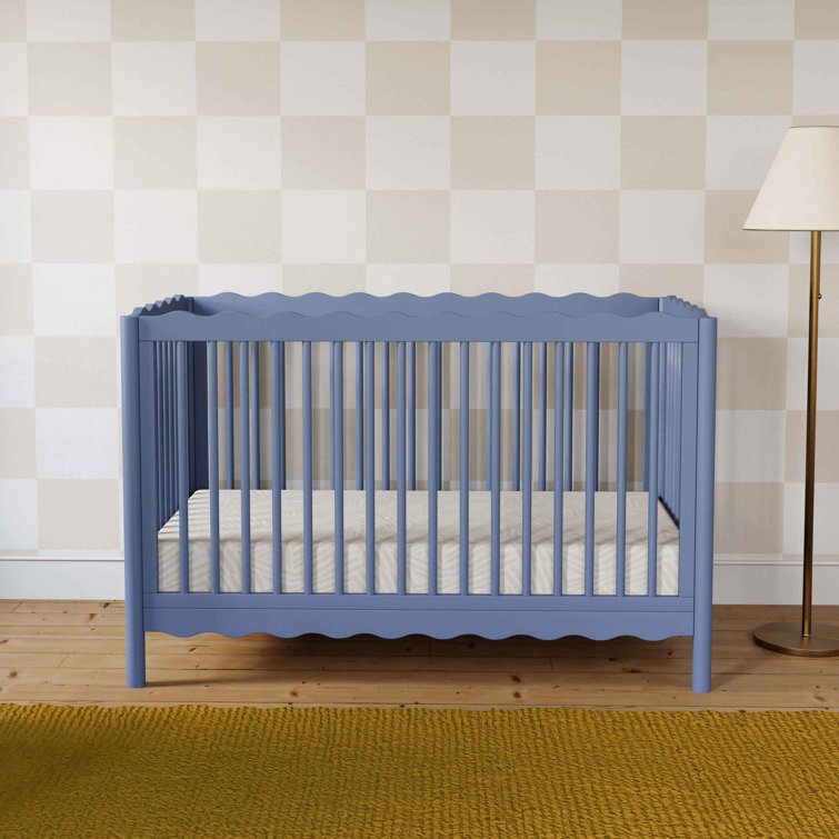 Cove Blue Pine Wood 4-in-1 Convertible Crib with Toddler Bed Kit