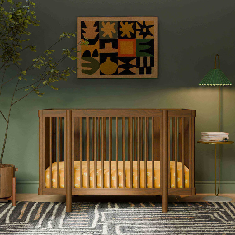 Natural Walnut 8-in-1 Convertible Crib with Rounded Spindles