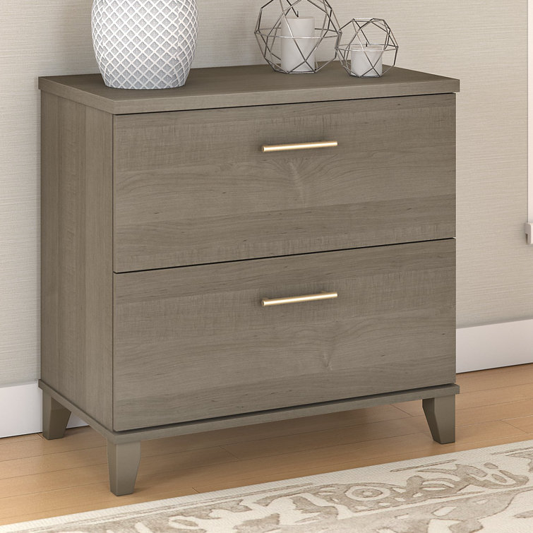 Ash Gray Transitional 2-Drawer Lateral Filing Cabinet