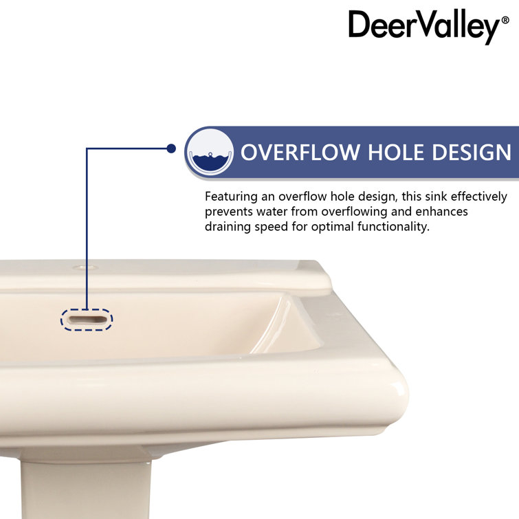 Bone Ceramic Single Hole Pedestal Bathroom Sink