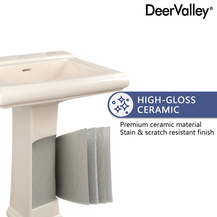 Bone Ceramic Single Hole Pedestal Bathroom Sink