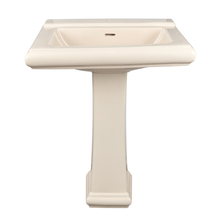 Bone Ceramic Single Hole Pedestal Bathroom Sink