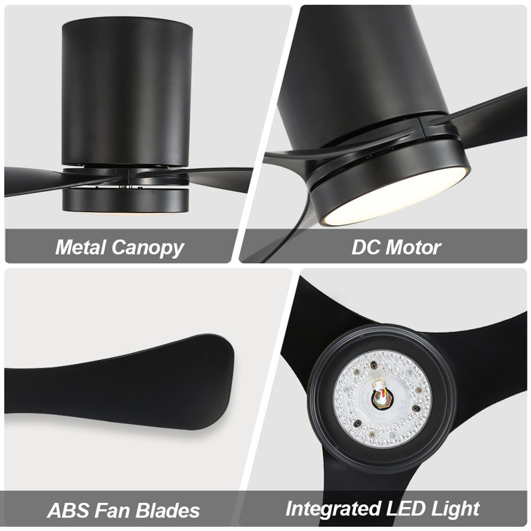 42'' Black Ceiling Fan with Light and Remote