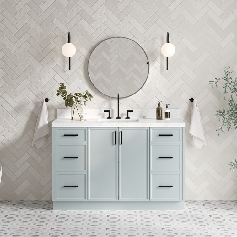 Kelly Gray 54" Single Sink Bathroom Vanity with Carrara Quartz Top