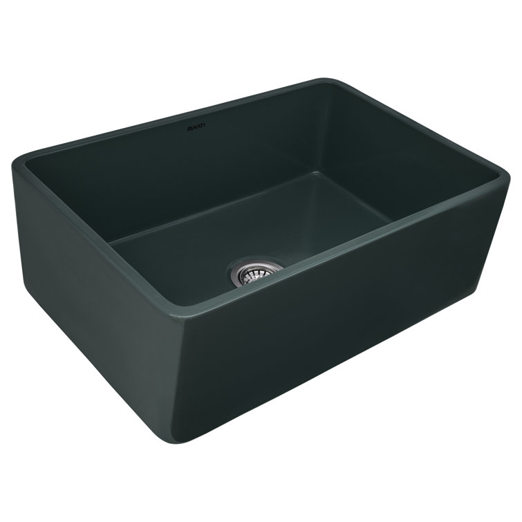 Emerald Green Fireclay Reversible Farmhouse Apron-Front Kitchen Sink