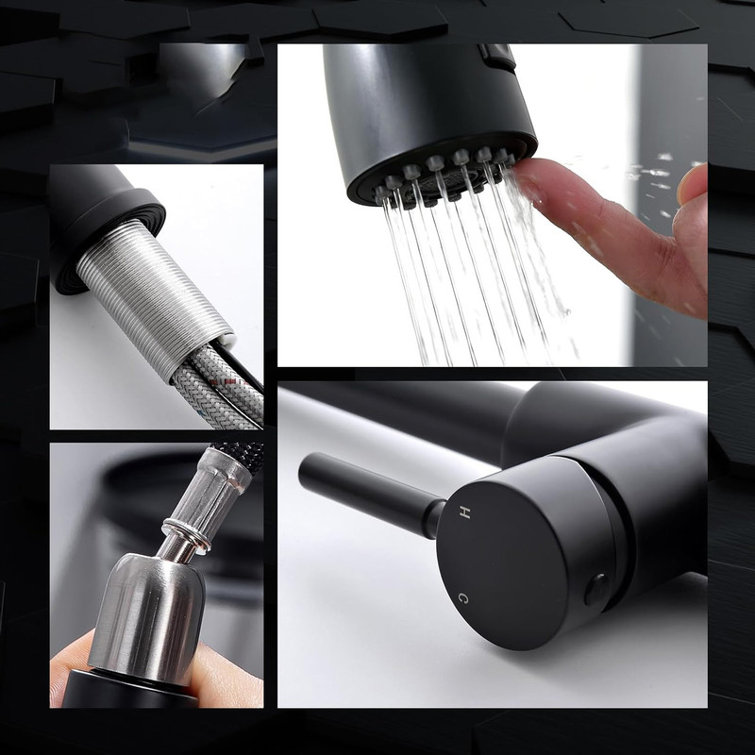 Matte Black Stainless Steel Pull Down Kitchen Faucet with Single Handle