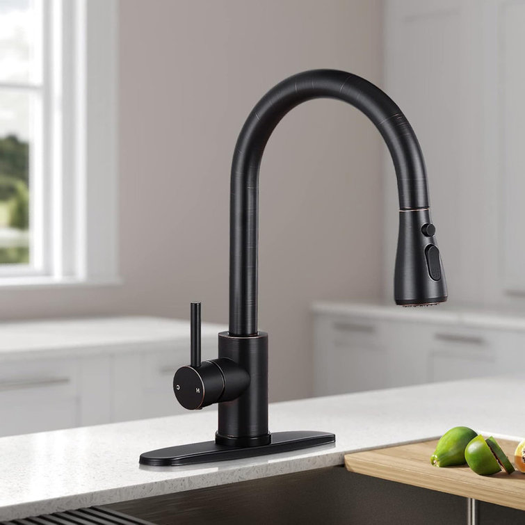 Oil Rubbed Bronze Pull Down Kitchen Faucet with Spray