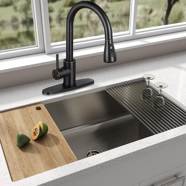 Oil Rubbed Bronze Pull Down Kitchen Faucet with Spray